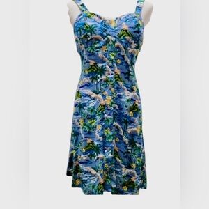 VTG Y2K Wild Fable Hawaiian Milk Maid Dress Medium smocked Sundress Tropical